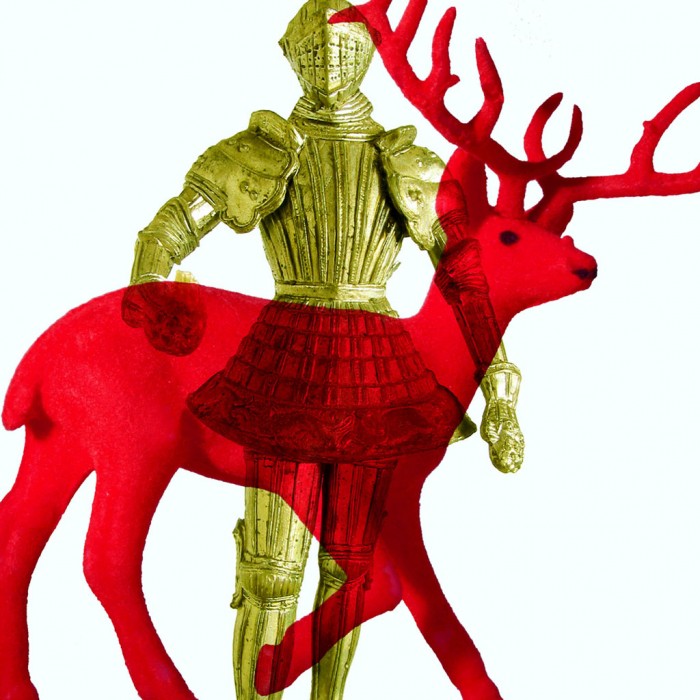 Retrato de armadura con ciervo rojo. 40x40cm. 